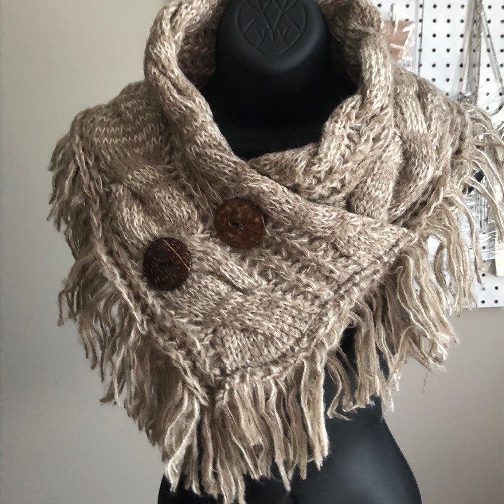 Mocha Fringe Infinity Scarf - Picture 2 of 3